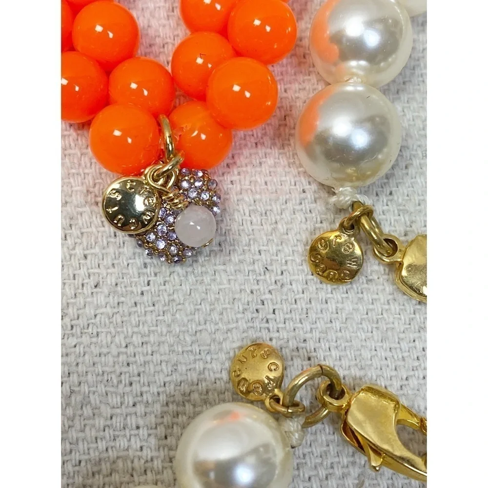 J Crew Crew Cuts Kids 3pc log Faux Pearl Necklaces, orange bracelet